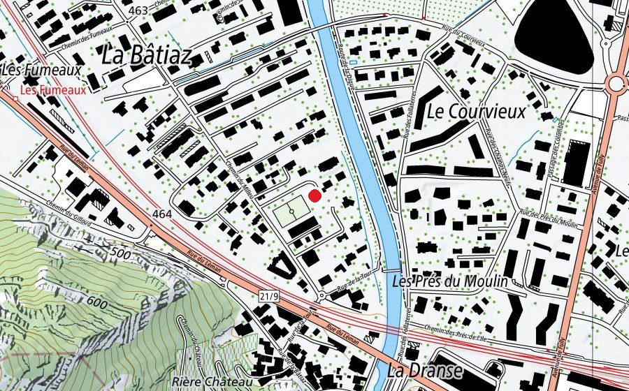 Carte indiquant l’emplacement de UAPE Au beau Milieu (École enfantine)