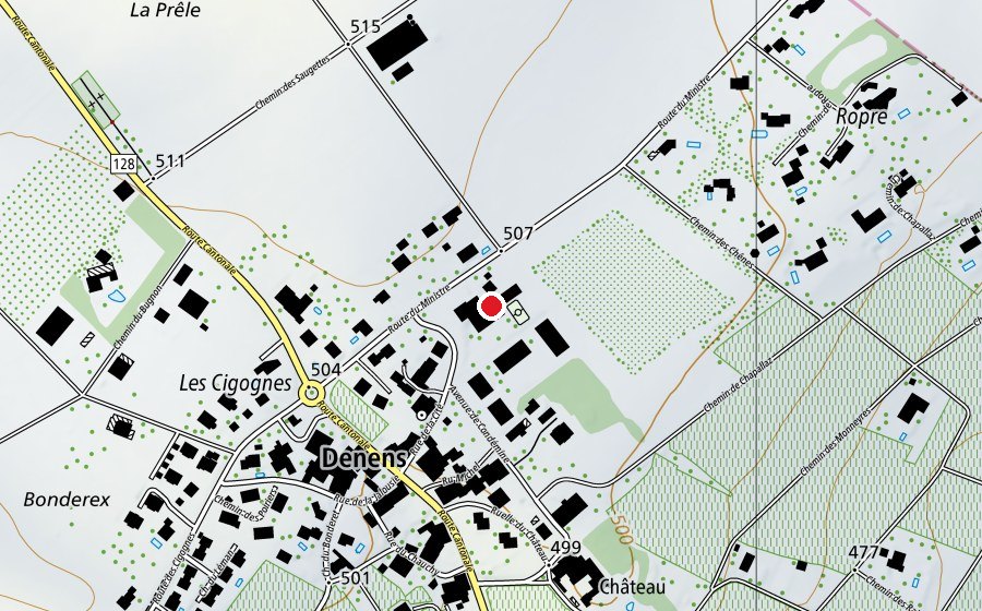 Mappa con la posizione di UAPE de Denens (Scuola dell’infanzia)