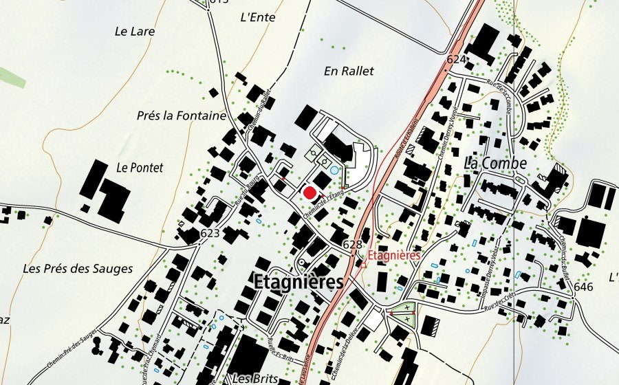 Karte mit dem Standort von UAPE Etagnières (Kindergarten)