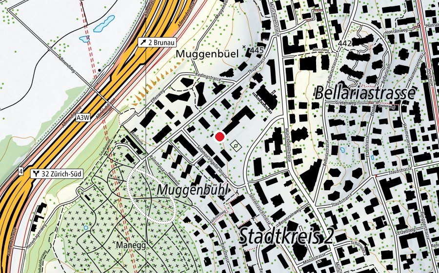 Carte indiquant l’emplacement de Waldkindergarten Manegg (École enfantine)