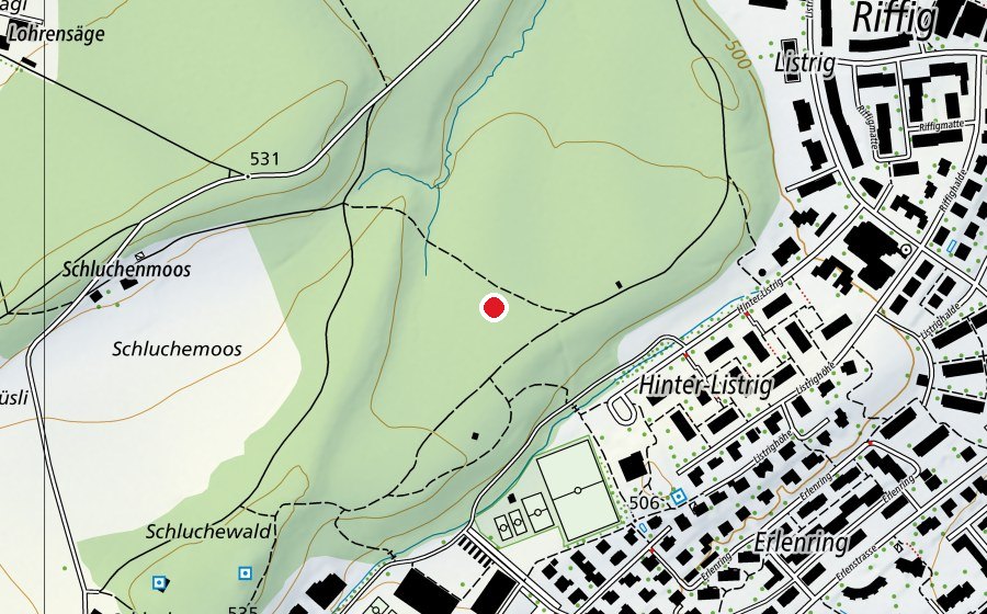 Map showing the location of Waldspielgruppe Lischtring-Zwärge (Kindergarten)