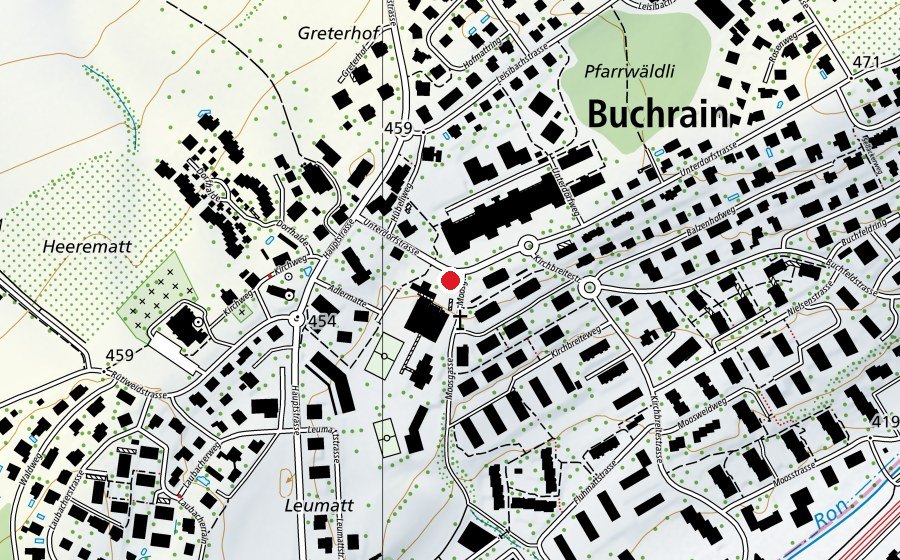 Map showing the location of Wüesthaus (Kindergarten)