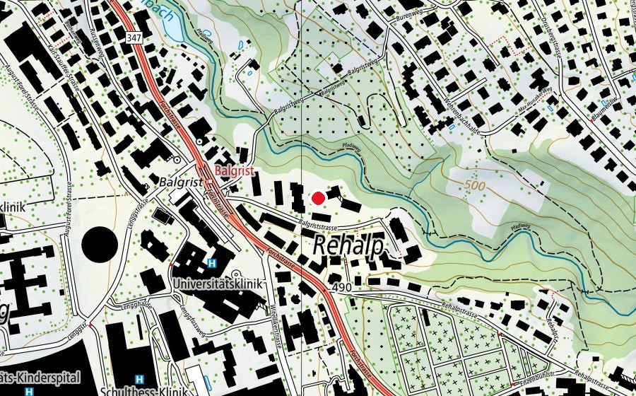 Map showing the location of Balgrist Mittag-/Abendhort (Childcare)