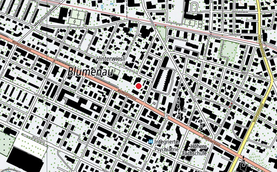 Map showing the location of Betreuung Wülflingerstrasse (Childcare)