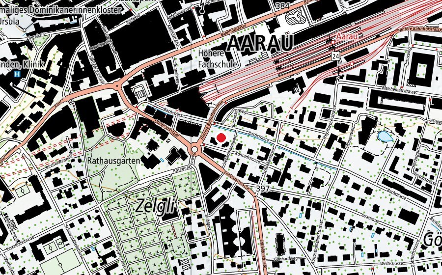 Carte indiquant l’emplacement de Chinderhuus (Crèche)
