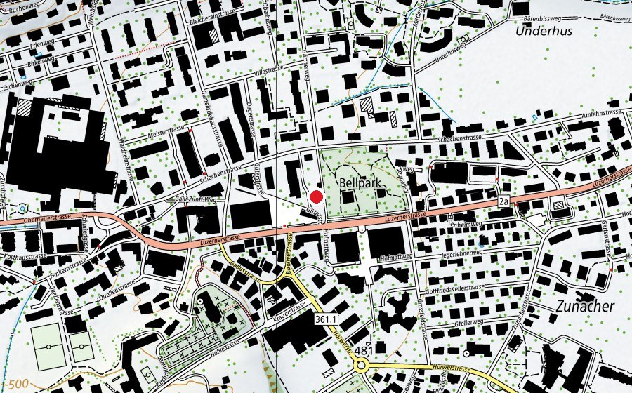 Carte indiquant l’emplacement de Chinderhuus Bellpark (Crèche)