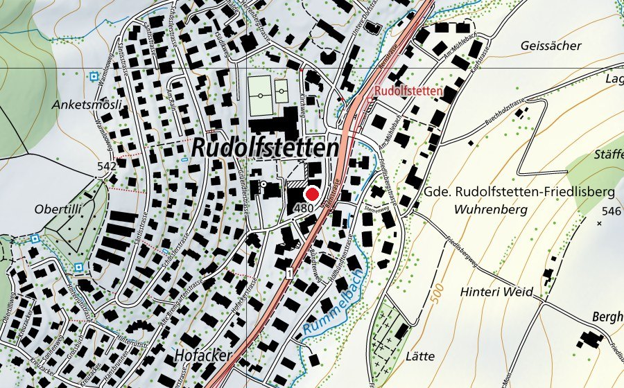 Mappa con la posizione di Chinderhuus Rudolfstetten (Asilo nido)