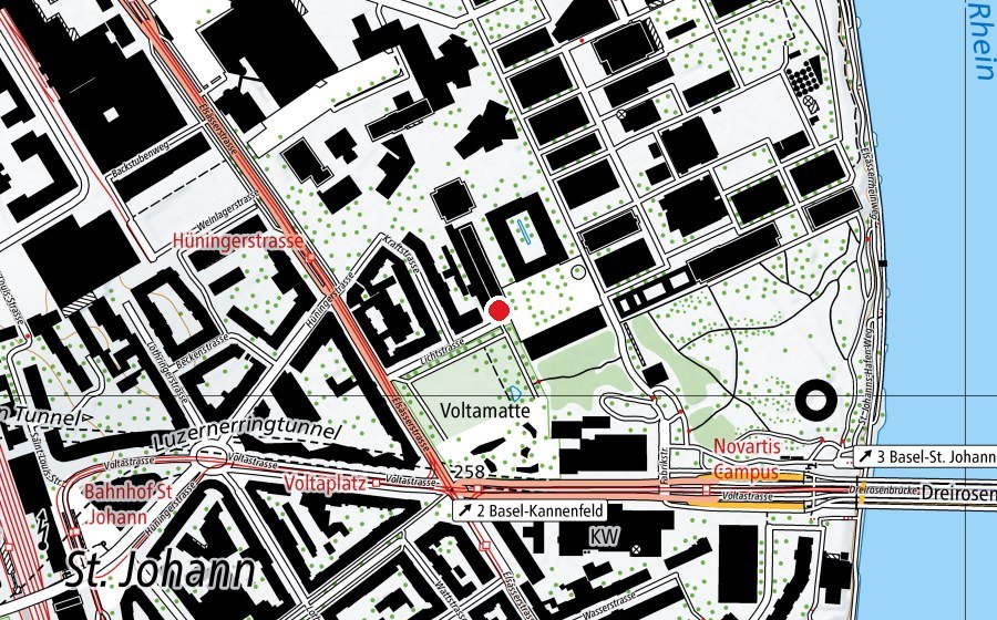 Mappa con la posizione di familea Kita Novartis Lichtstrasse (Asilo nido)