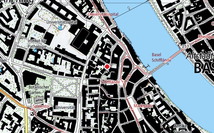 Map showing the location of familea Universität Basel (Childcare)