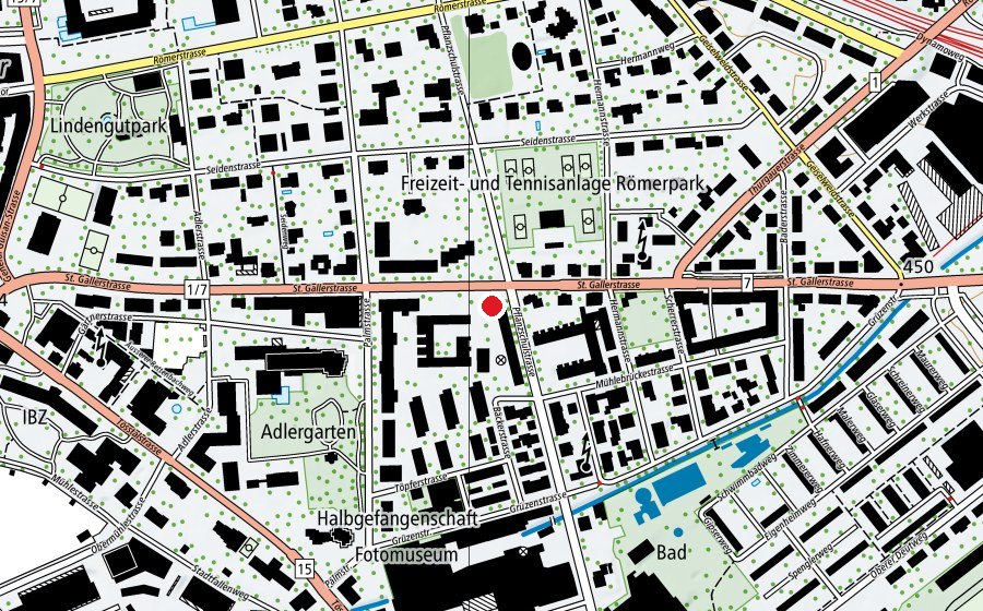 Carte indiquant l’emplacement de Familienzentrum Winterthur (Crèche)