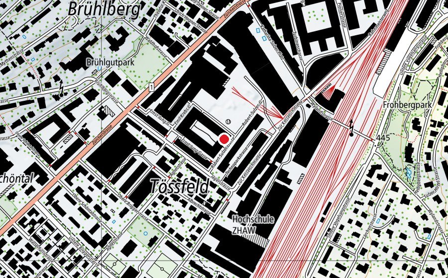 Karte mit dem Standort von «Fugu» Kinderkrippe Winterthur Lokstadt (Kindertagesstätte)