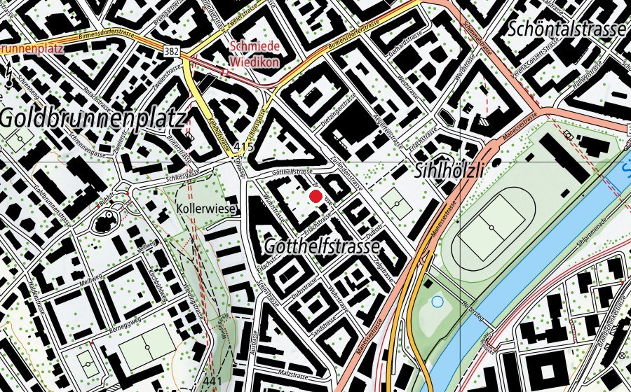 Mappa con la posizione di GFZ Kindertagesstätte Zürich 3 (Asilo nido)