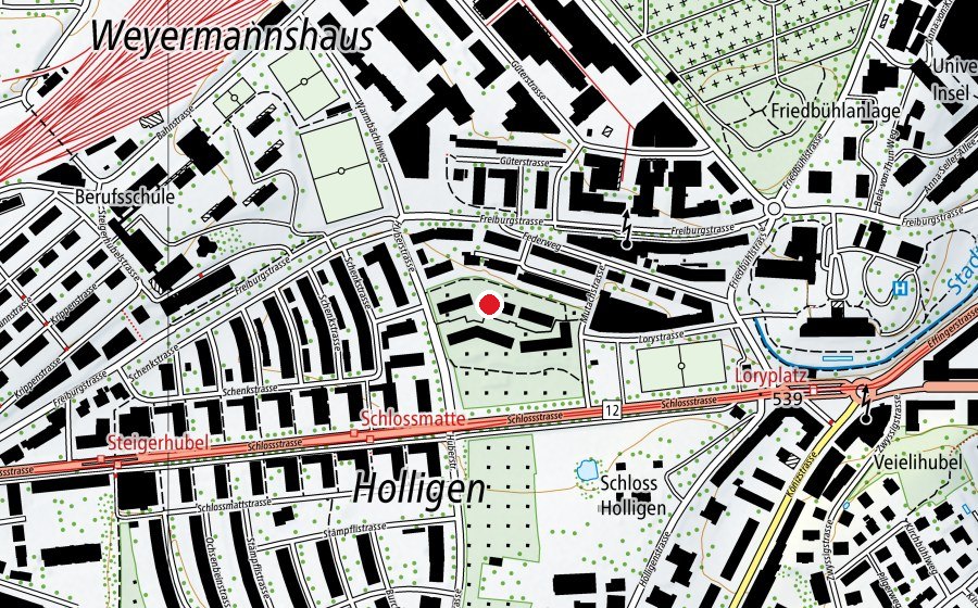 Map showing the location of globegarden Huebergass (Childcare)
