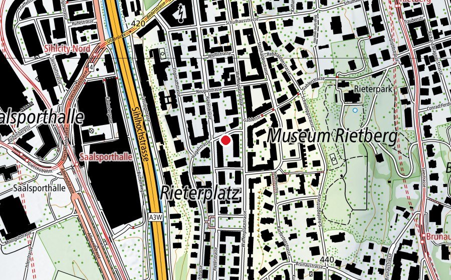 Carte indiquant l’emplacement de Hügel Mittag-/Abendhort (Crèche)