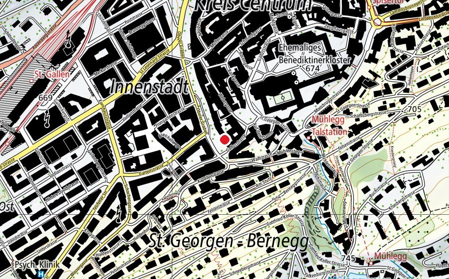Karte mit dem Standort von Kindergarten Oberer Graben (Kindertagesstätte)
