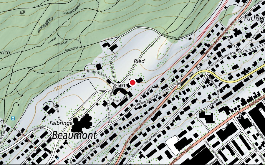 Map showing the location of Kinderhaus Stern im Ried (Childcare)
