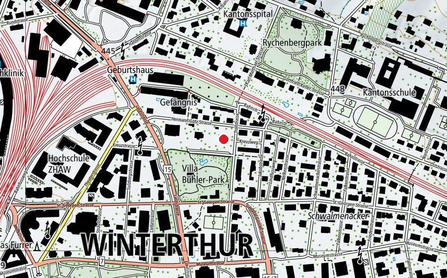 Mappa con la posizione di Kinderhaus Winterthur (Asilo nido)