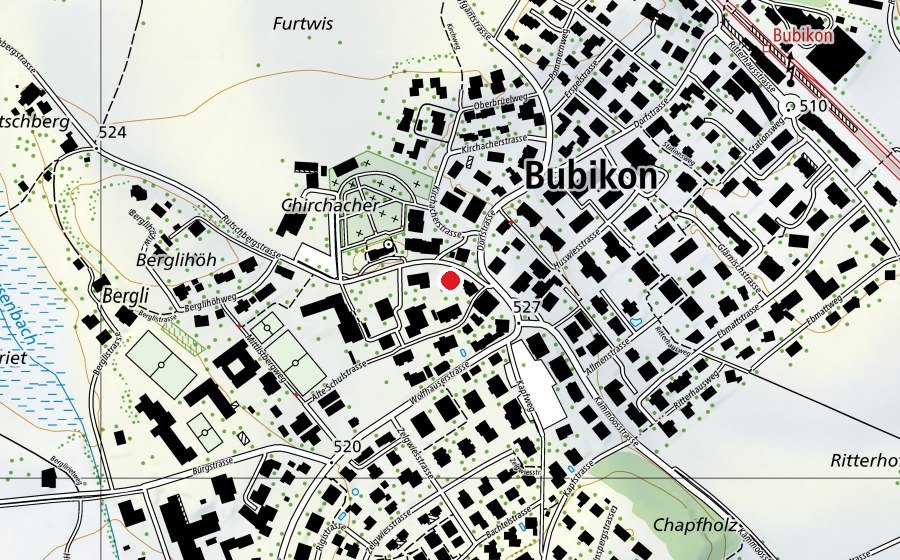 Map showing the location of Kinderhort Bubikon (Childcare)