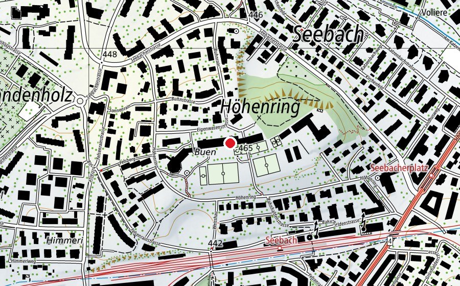 Karte mit dem Standort von Kinderhort Buhnrain (Kindertagesstätte)