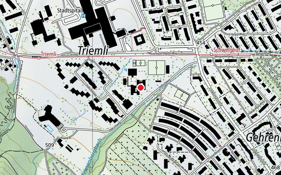 Carte indiquant l’emplacement de Kinderhort Döltschi - Mittag (Crèche)