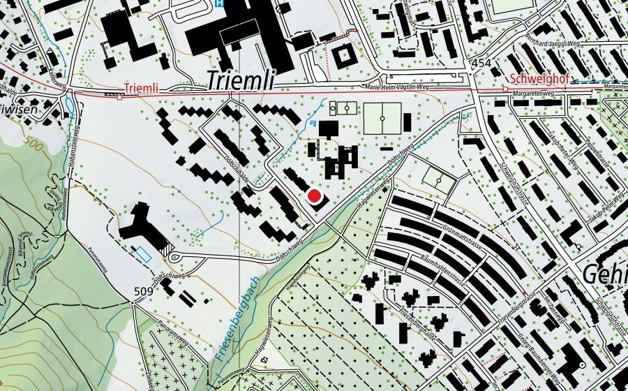 Carte indiquant l’emplacement de Kinderhort Döltschweg 1+2 (Crèche)