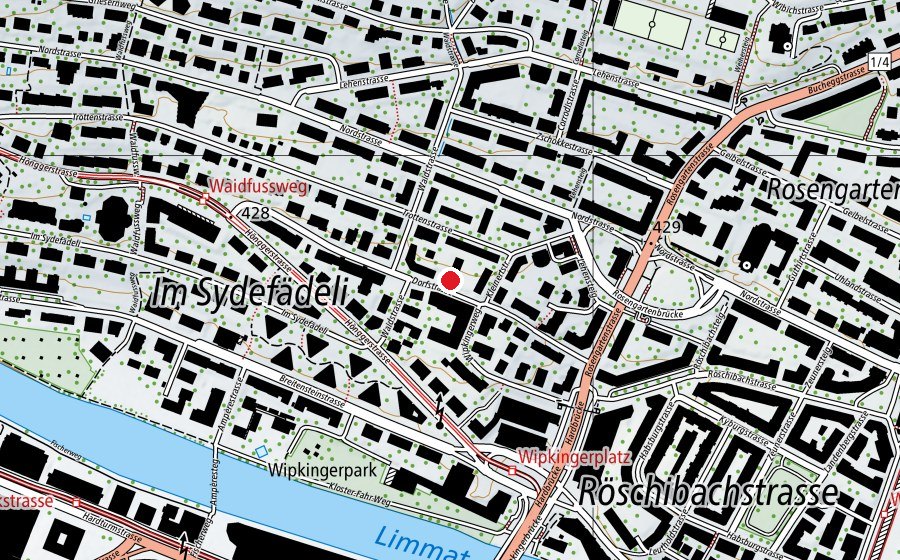 Carte indiquant l’emplacement de Kinderhort Dorfstrasse - Morgen/Mittag/Abend (Crèche)