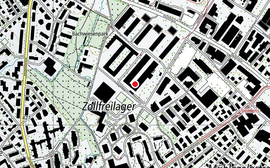 Karte mit dem Standort von Kinderhort Freilager 1+2+3 (Kindertagesstätte)