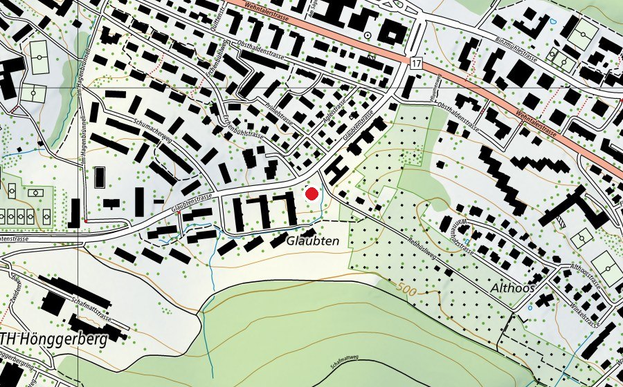 Mappa con la posizione di Kinderhort Glauten 1+4 (Asilo nido)