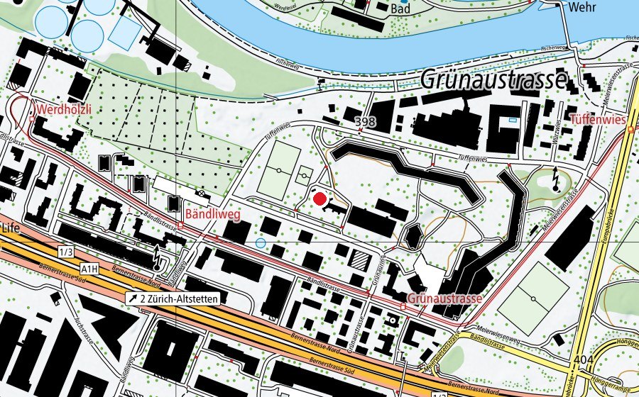 Carte indiquant l’emplacement de Kinderhort Grünau 1 + Morgentisch (Crèche)