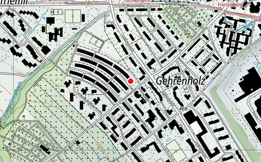 Map showing the location of Kinderhort Grünmatt 1, 2, 3 (Childcare)