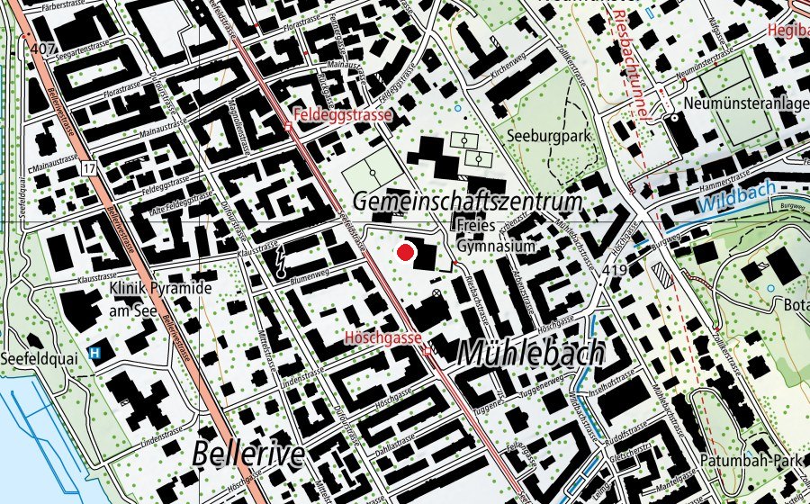 Mappa con la posizione di Kinderhort GZ Riesbach Mittagstisch (Asilo nido)