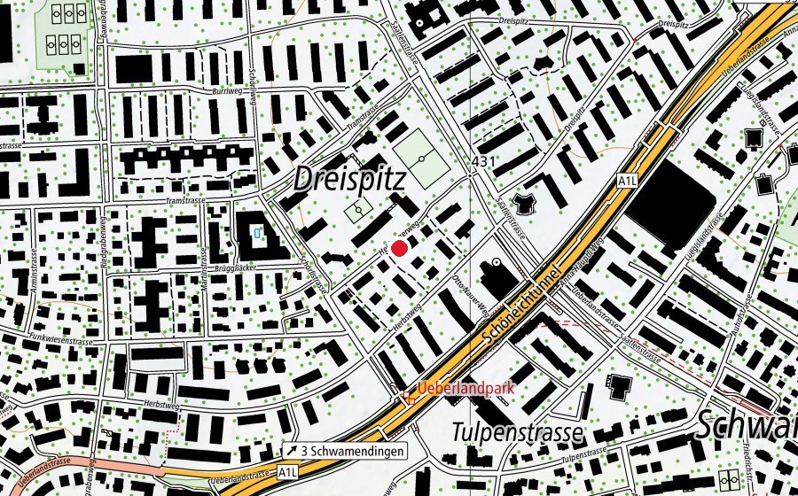 Karte mit dem Standort von Kinderhort Heideggerweg 1+2 - Morgen-Mittag-Abend (Kindertagesstätte)