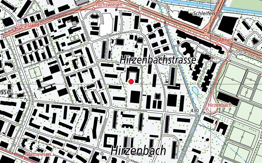 Carte indiquant l’emplacement de Kinderhort Hirzenbach - Morgen-Mittag-Abend (Crèche)