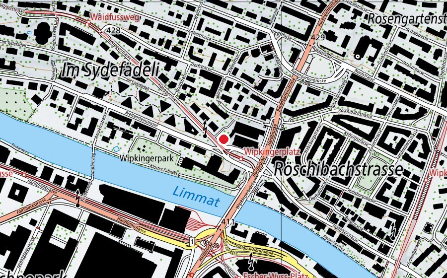 Mappa con la posizione di Kinderhort Höngger - Mittag-Abend (Asilo nido)