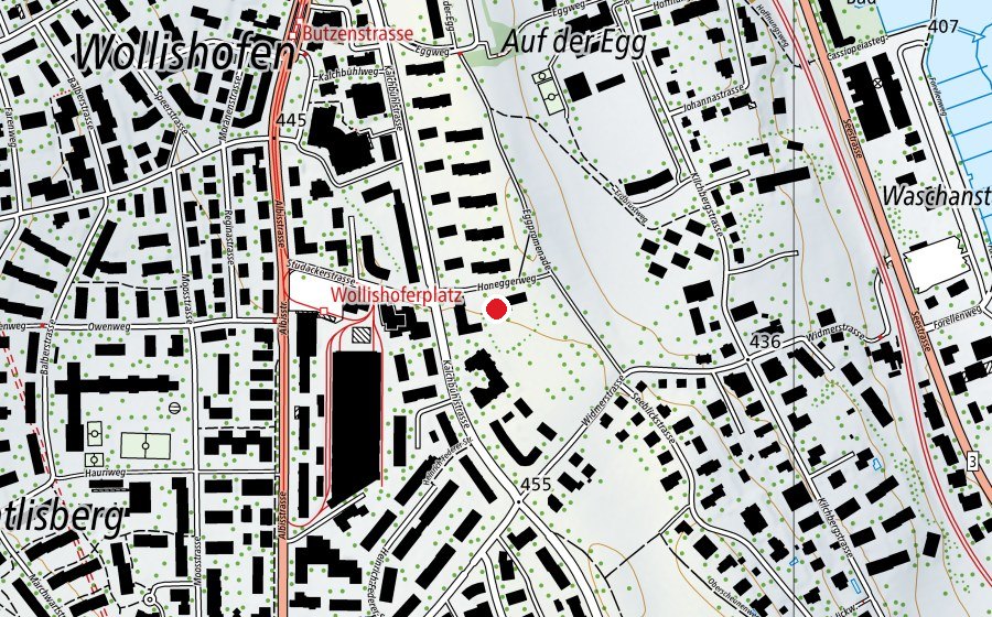 Mappa con la posizione di Kinderhort Honeggerweg (Asilo nido)