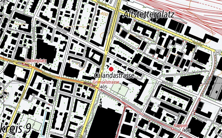 Carte indiquant l’emplacement de Kinderhort Kappeli 1+6 (Crèche)