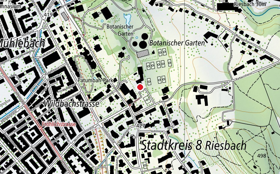 Map showing the location of Kinderhort Kartaus (Childcare)