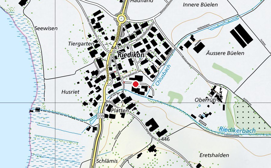 Map showing the location of Kinderhort kidin.ch (Childcare)