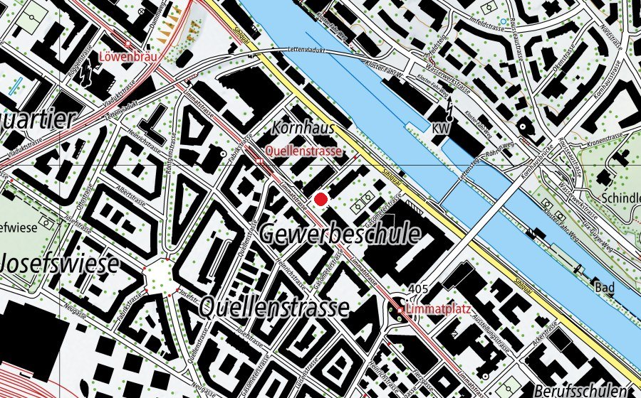 Carte indiquant l’emplacement de Kinderhort Kornhaus 1+2 (Crèche)
