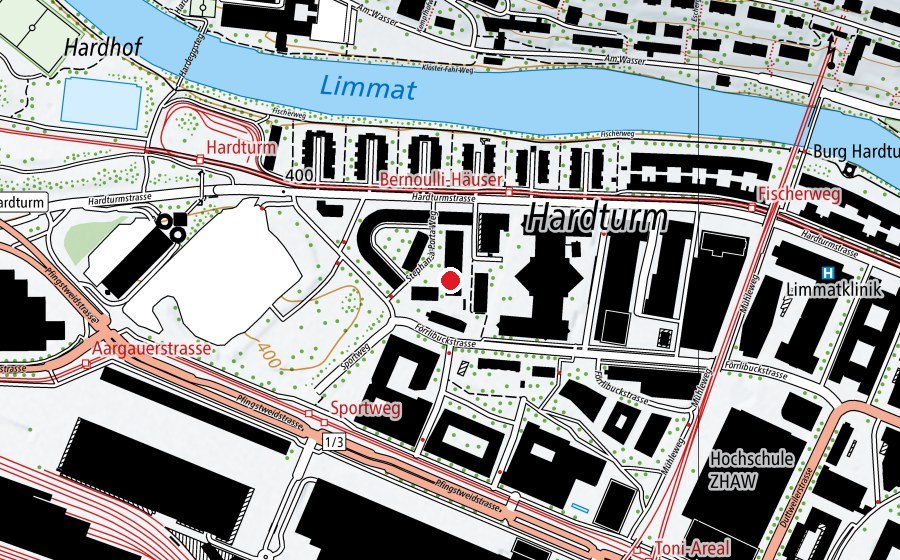 Map showing the location of Kinderhort Kraftwerk (Mittag-/Abendhort) (Childcare)