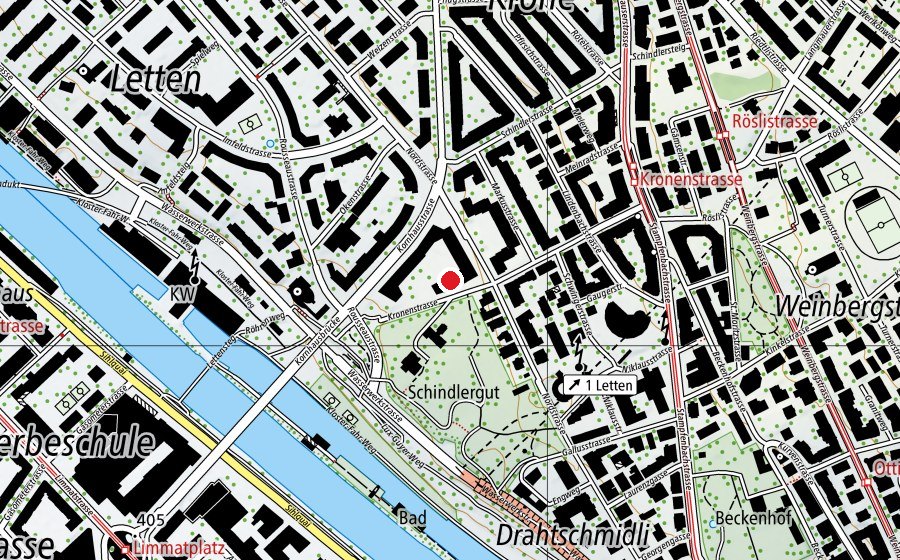 Carte indiquant l’emplacement de Kinderhort Kronenwiese - Mittag-Abend (Crèche)