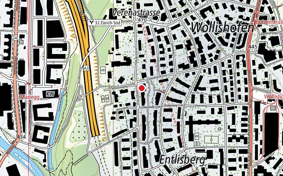 Map showing the location of Kinderhort Lettenholz (Childcare)
