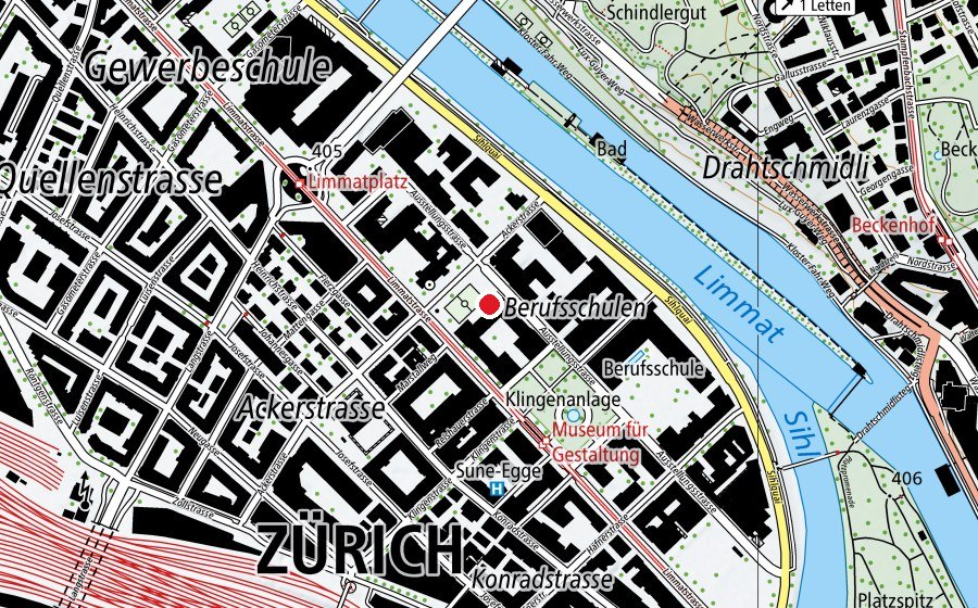 Karte mit dem Standort von Kinderhort Limmat Unter-/Mittelstufe (Kindertagesstätte)