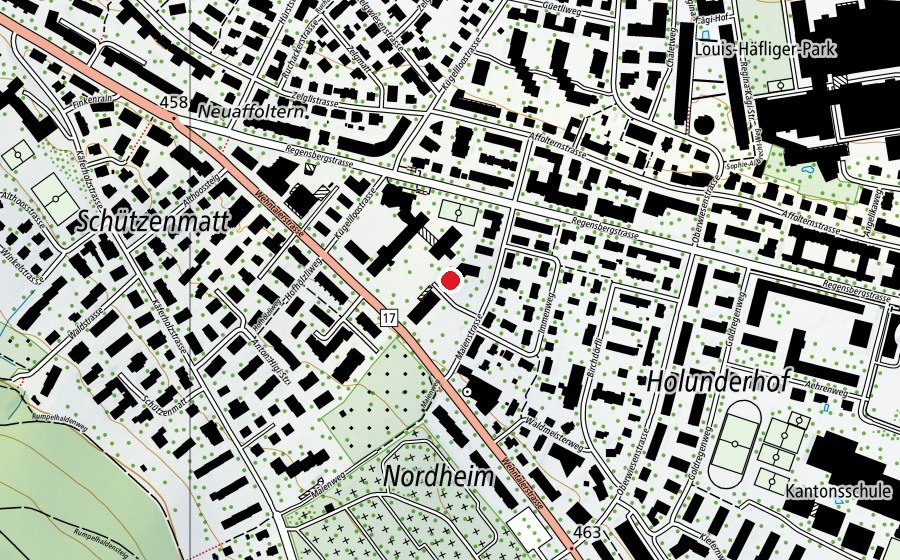 Mappa con la posizione di Kinderhort Maienstrasse 1+2 (Asilo nido)