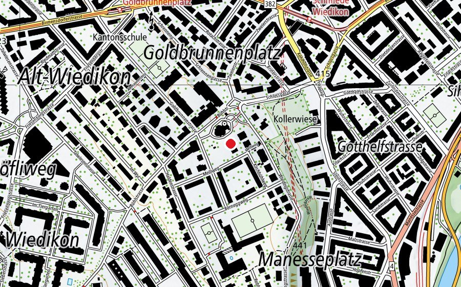 Mappa con la posizione di Kinderhort Meiliweg 1+2 (Asilo nido)