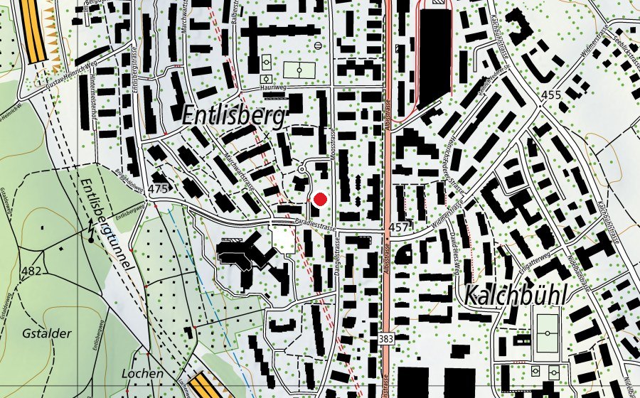 Mappa con la posizione di Kinderhort Moos 1 Mittag-Abend (Asilo nido)