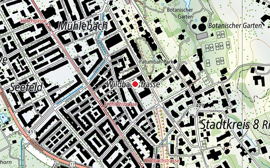Mappa con la posizione di Kinderhort Pavillon Riesbach (Asilo nido)