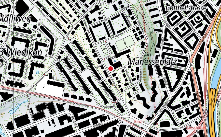 Map showing the location of Kinderhort Rebhügel - Mittag-Abend (Childcare)