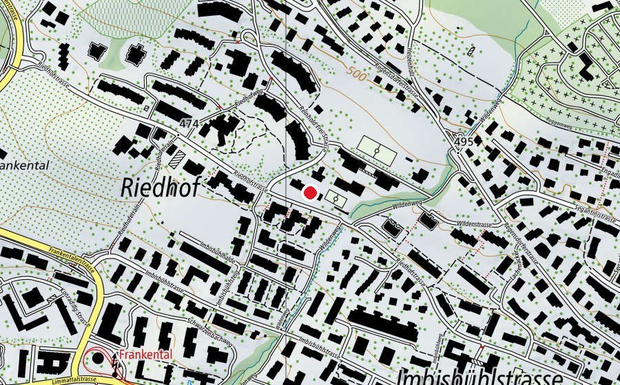 Karte mit dem Standort von Kinderhort Riedhof 3 - Morgen-Mittag-Abend (Kindertagesstätte)