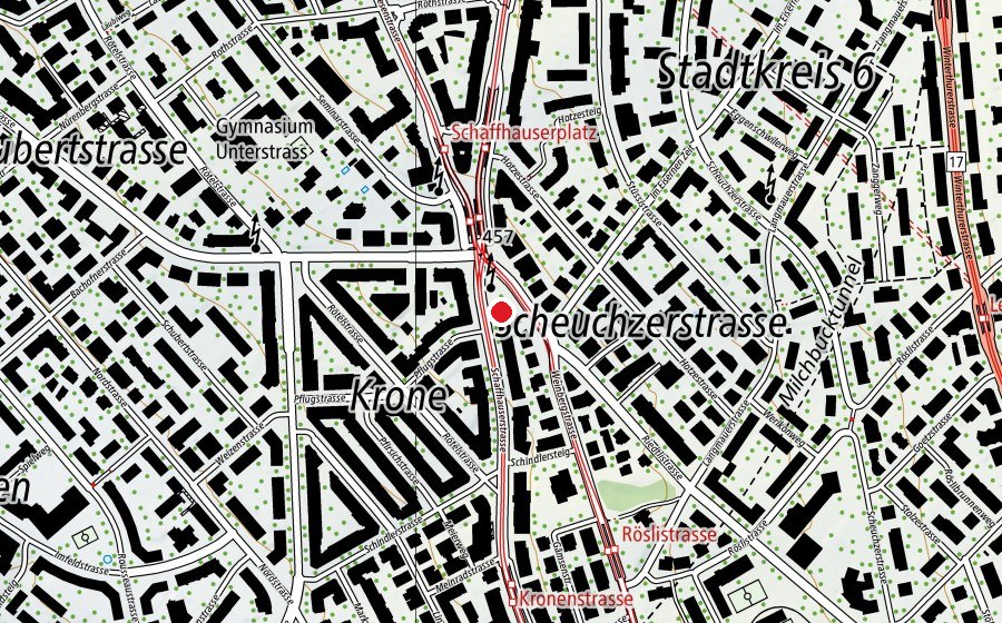 Carte indiquant l’emplacement de Kinderhort Schaffhauserplatz Weinberg - Mittag-Abend (Crèche)